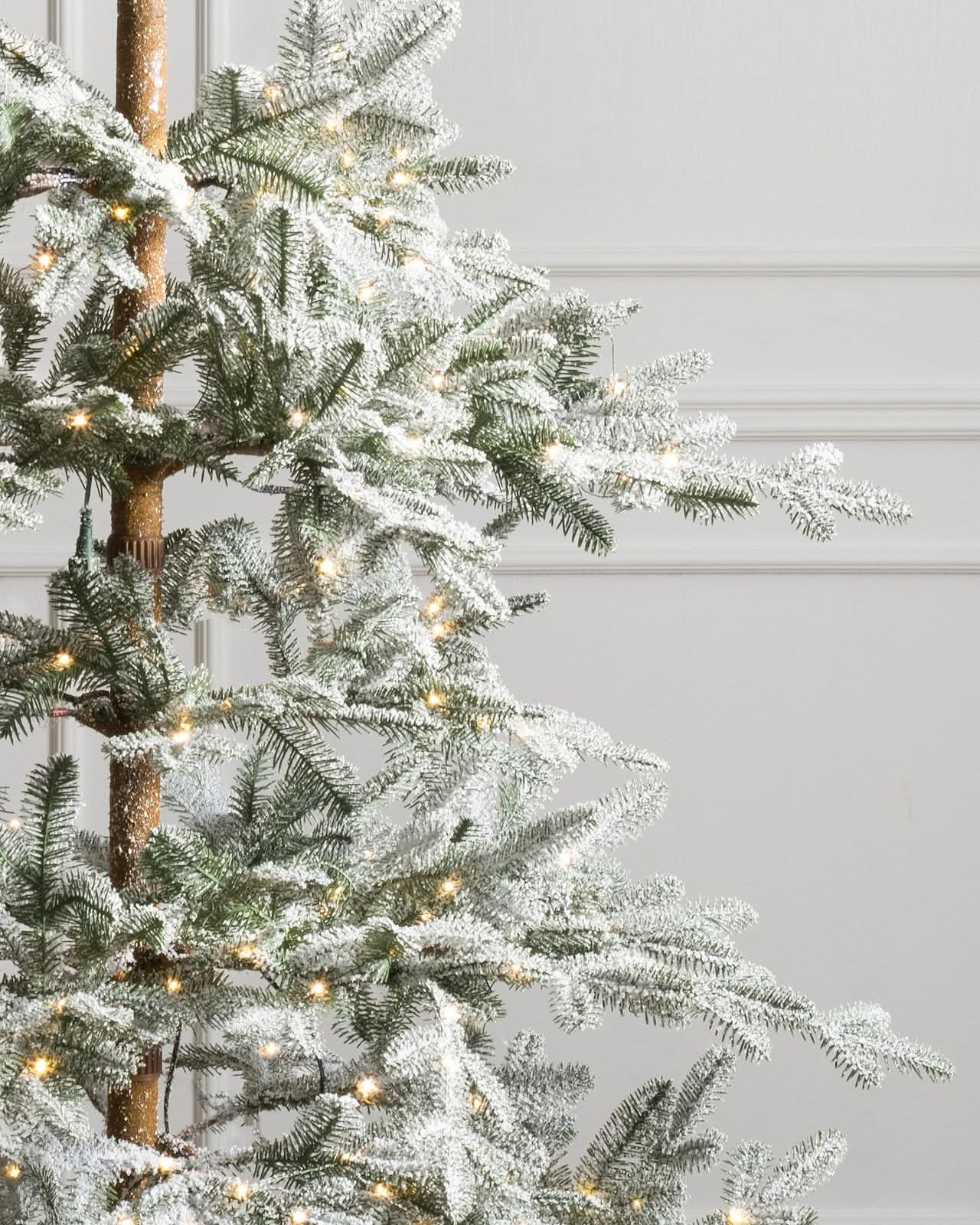 Snowy Christmas Tree with Snowy Branches, Metal Stand and Built-in Micro LEDs