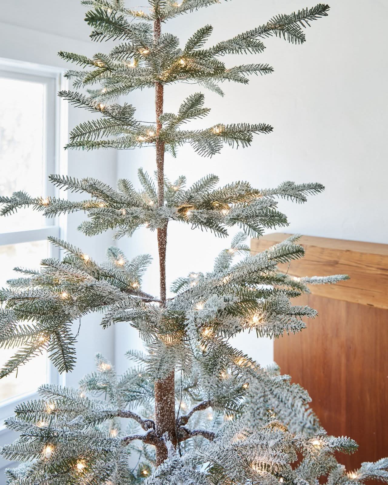 Snowy Christmas Tree with Snowy Branches, Metal Stand and Built-in Micro LEDs