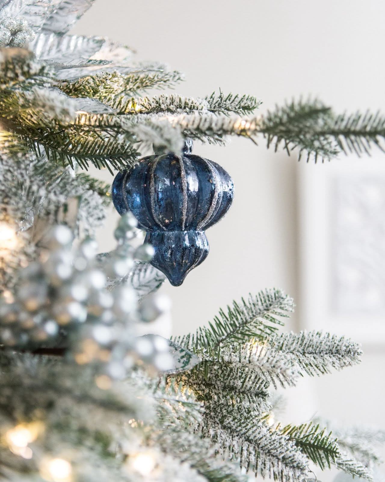 Snowy Christmas Tree with Snowy Branches, Metal Stand and Built-in Micro LEDs