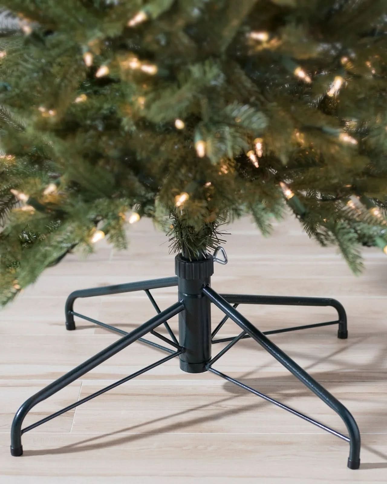 Cathedral Fir Slim Christmas Tree with Articulated Branches, Metal Stand and Built-in Micro LEDs