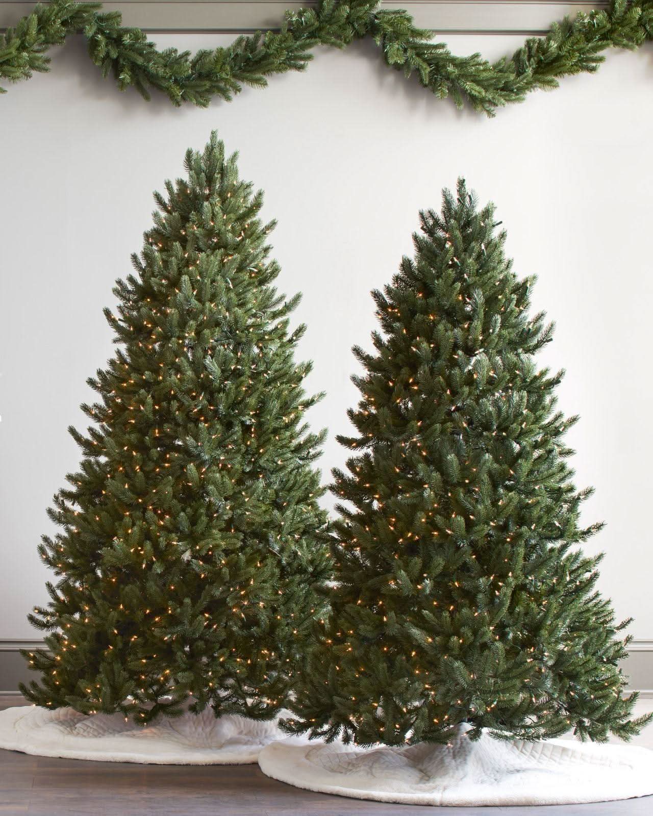 Vermont White Spruce Christmas Tree with Hinged Branches, Metal Stand and Built-in Micro LEDs