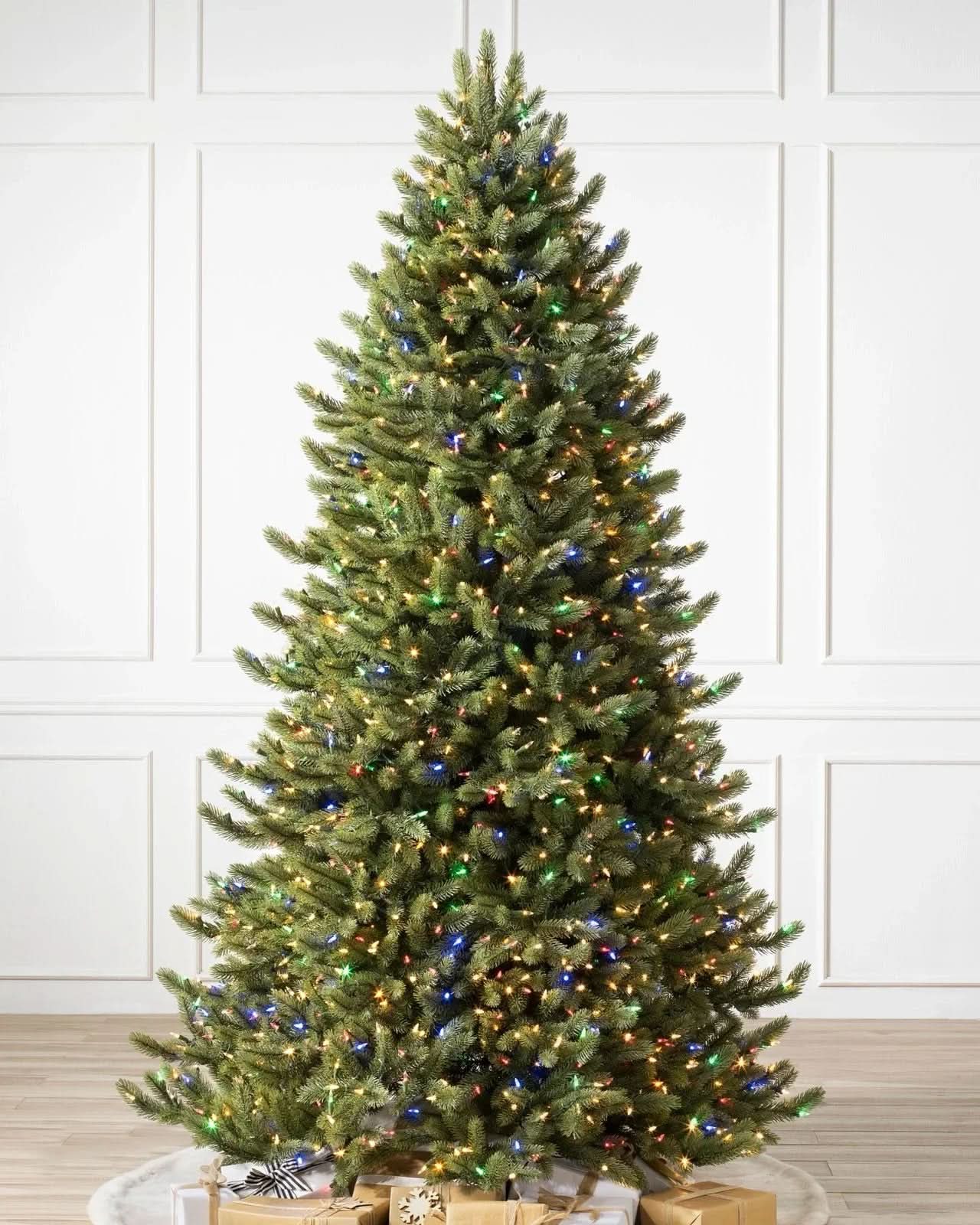 Fir Christmas Tree with Articulated Branches, Metal Stand and Built-in Colorful Micro LEDs