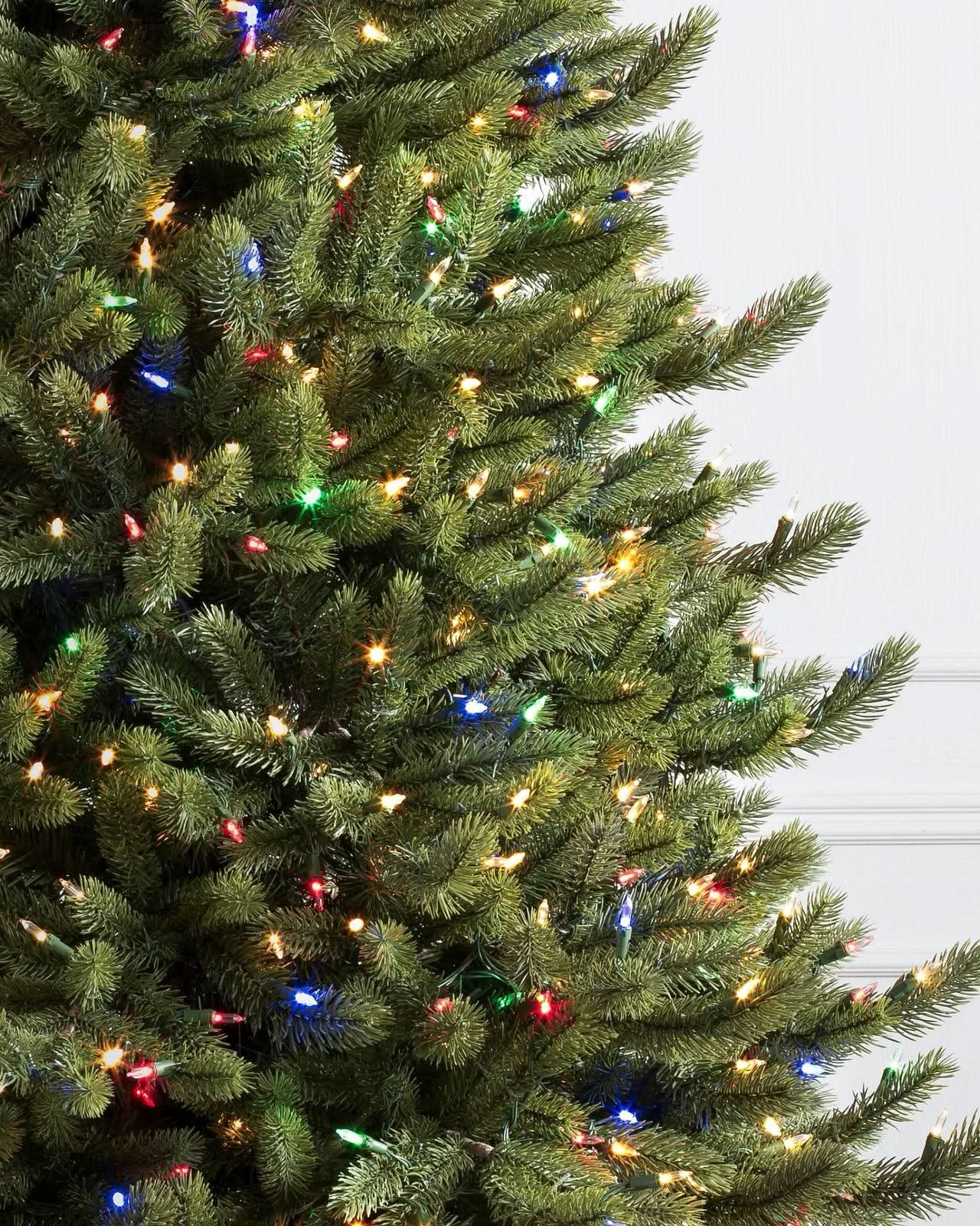 Fir Christmas Tree with Articulated Branches, Metal Stand and Built-in Colorful Micro LEDs