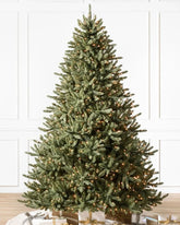 Classic Blue Spruce Christmas Tree with Hinged Branches, Metal Stand and Built-in Micro LEDs