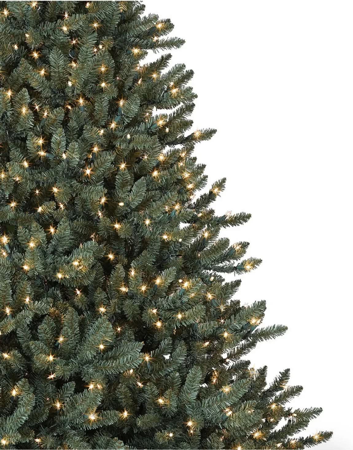 Classic Blue Spruce Christmas Tree with Hinged Branches, Metal Stand and Built-in Micro LEDs