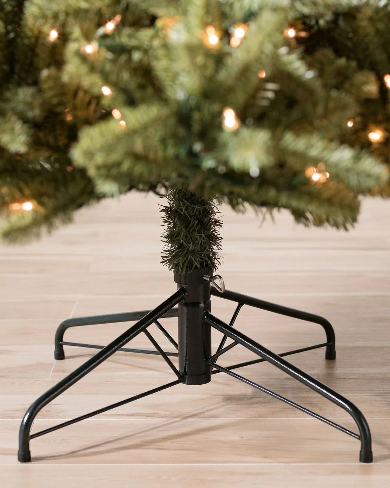 Classic Blue Spruce Christmas Tree with Hinged Branches, Metal Stand and Built-in Micro LEDs
