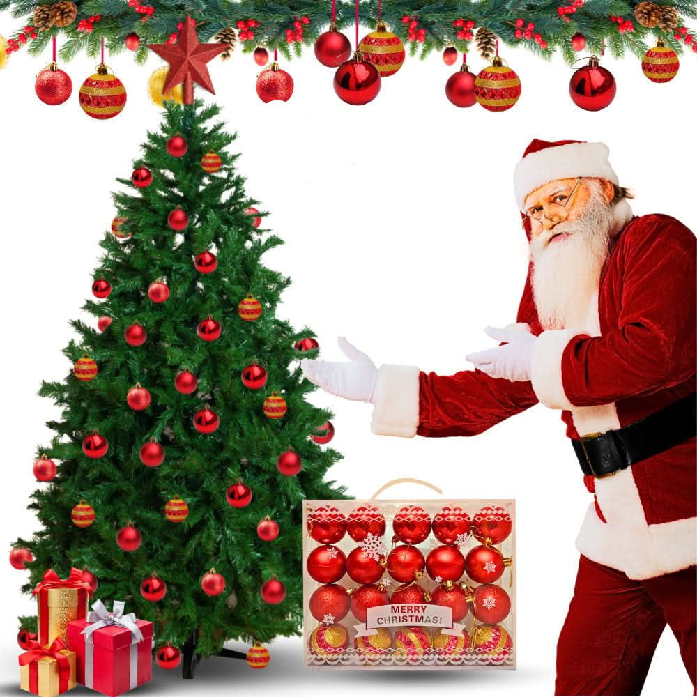 Kit of 20 Large Christmas Balls 6cm Decorated Smooth Matte with Glitter