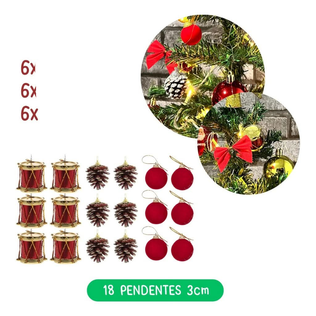 Kit of 56 Christmas Tree Decoration Ornaments, Pendants, Balls, Lights