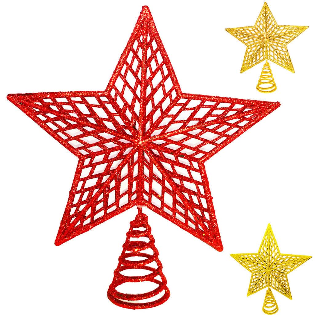 20cm Christmas Star with Shiny Glitter Tip for Tree Decoration