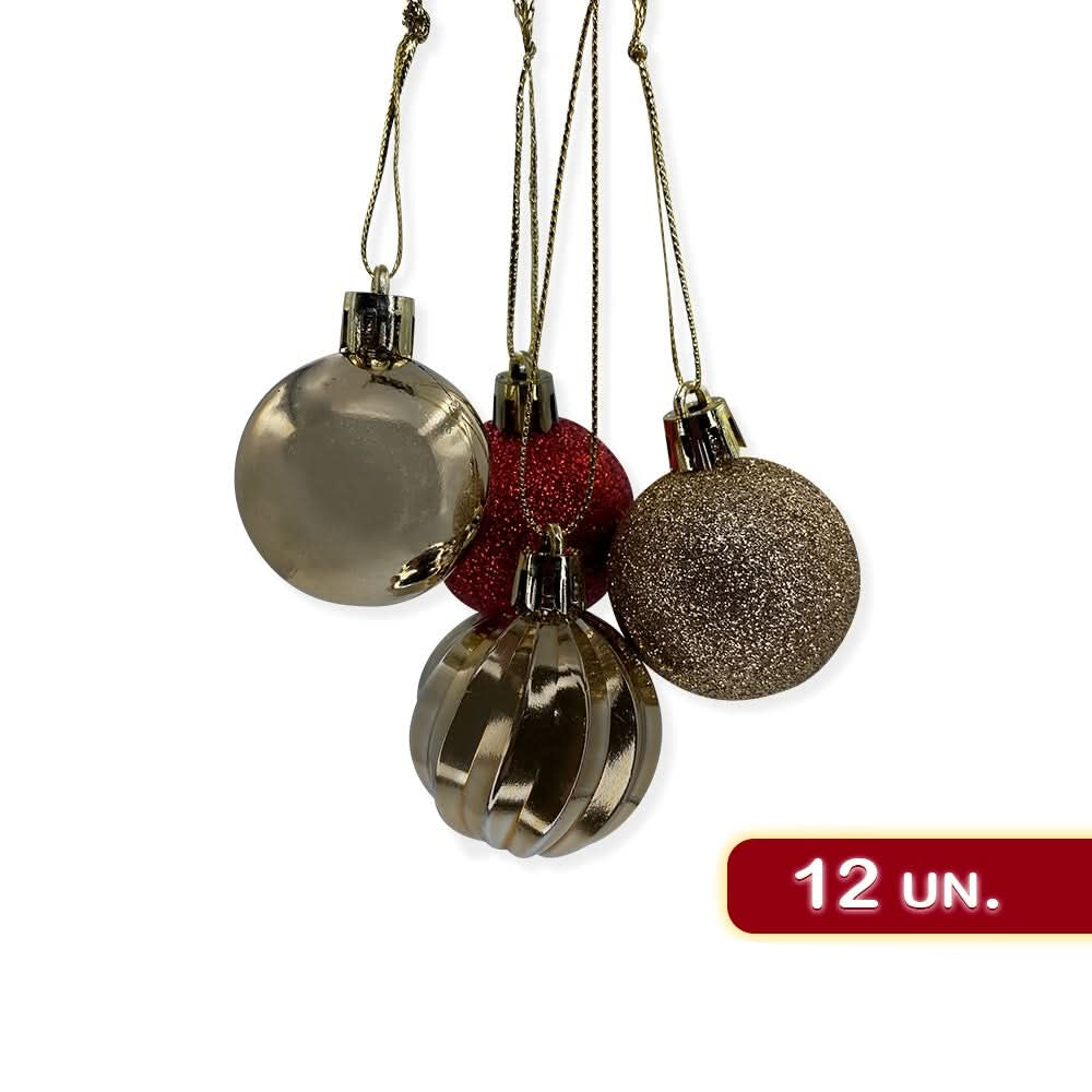 Complete Gold and Red Christmas Decorations Kit with Star Balls