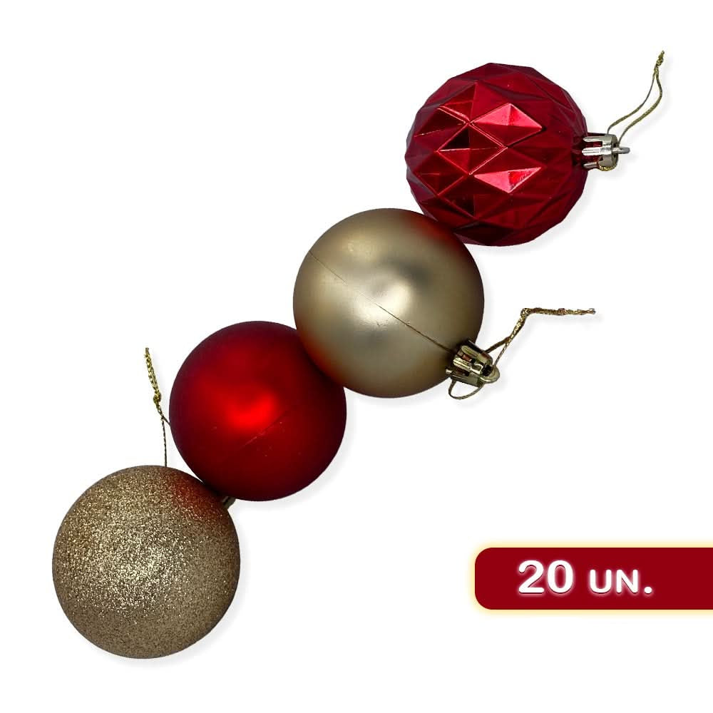Complete Gold and Red Christmas Decorations Kit with Star Balls