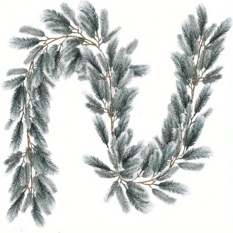 Realistic Snowy Green Christmas Garland