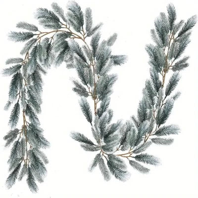 Realistic Snowy Green Christmas Garland