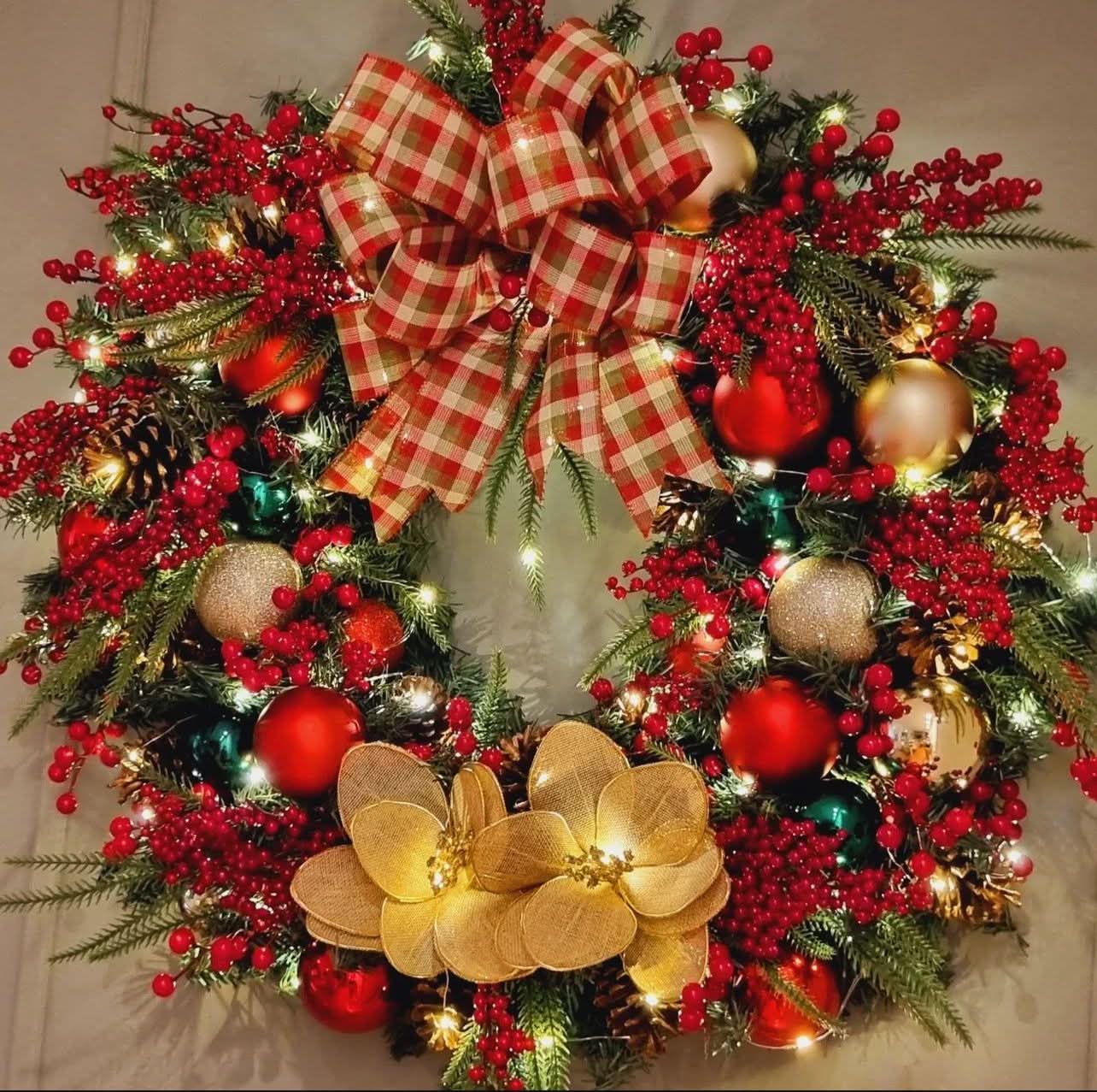 Christmas Decoration Garland Bows + LED 65CM
