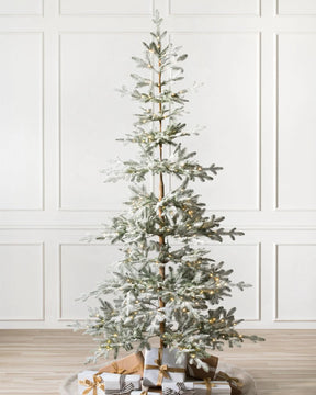 Snowy Christmas Tree with Snowy Branches, Metal Stand and Built-in Micro LEDs
