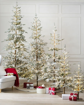 Snowy Christmas Tree with Snowy Branches, Metal Stand and Built-in Micro LEDs