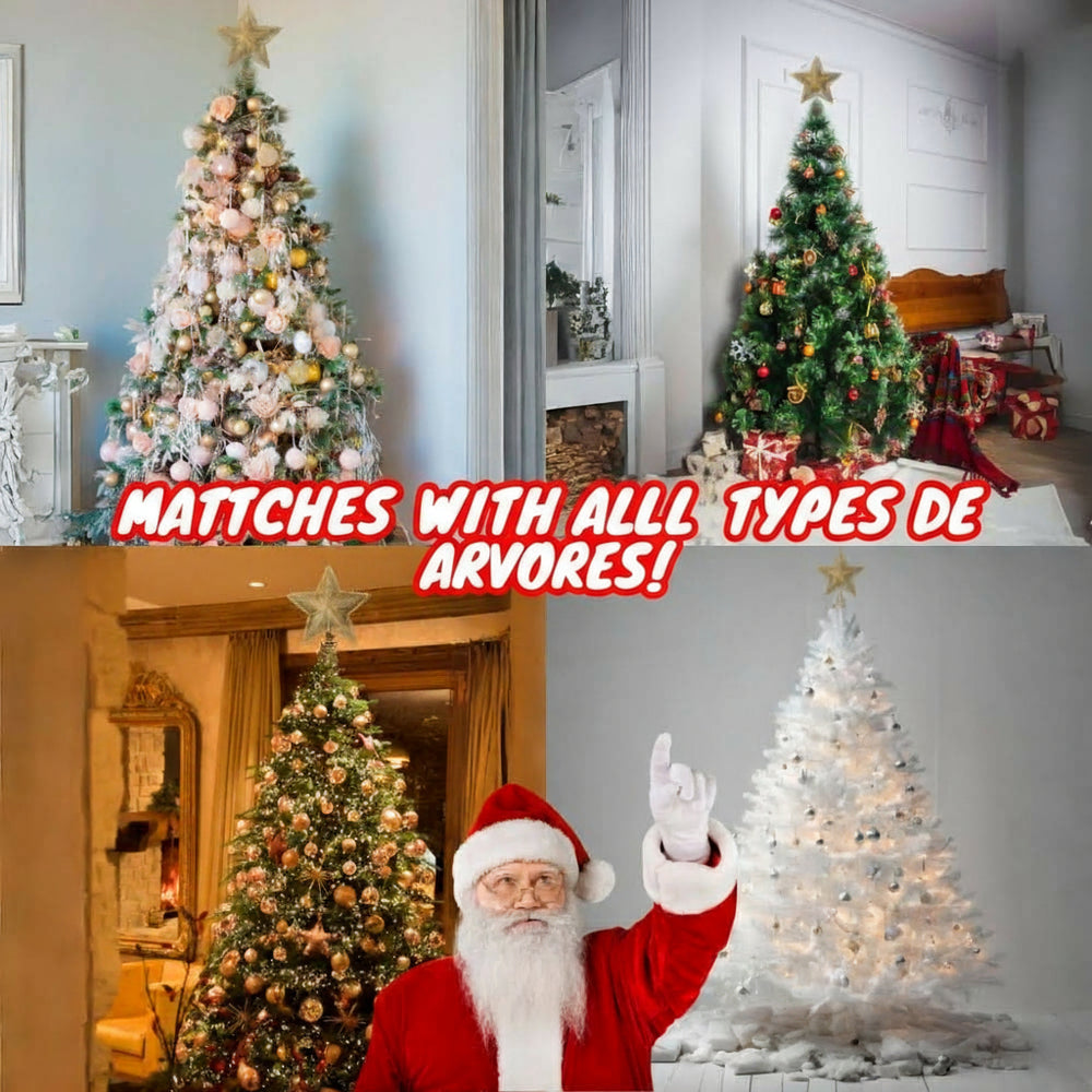 Estrela 24cm Brilhante Aramada Com Glitter Para Árvore De Natal Metalizado