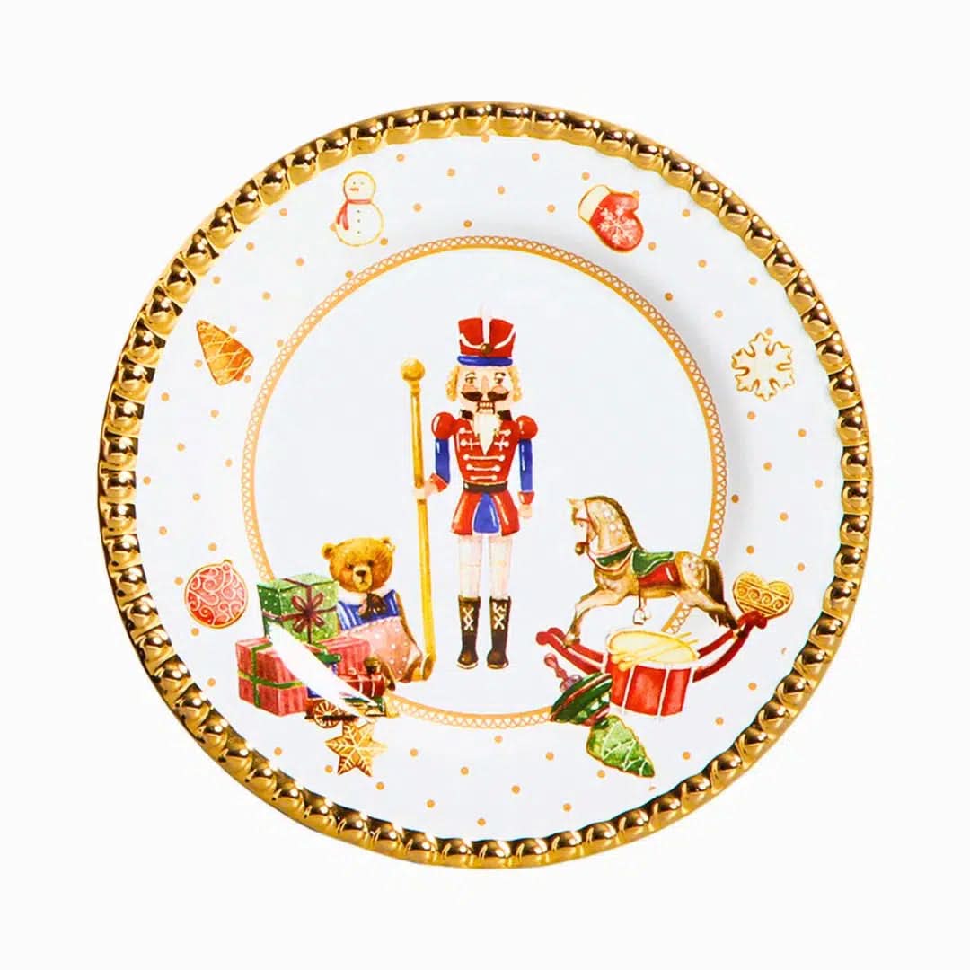 Christmas Themed Ceramic Dessert Plates - 6 pieces