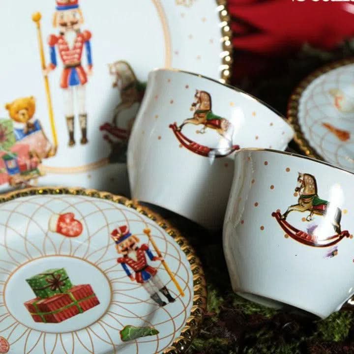 Christmas Themed Ceramic Dessert Plates - 6 pieces