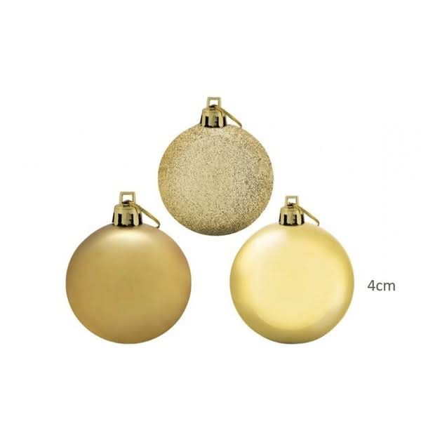 Kit of 30 Mixed Christmas Balls 4cm Gold Tree Decoration
