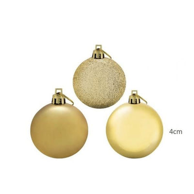 Kit of 30 Mixed Christmas Balls 4cm Gold Tree Decoration