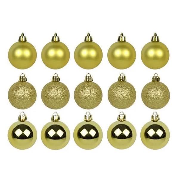 Kit of 30 Mixed Christmas Balls 4cm Gold Tree Decoration