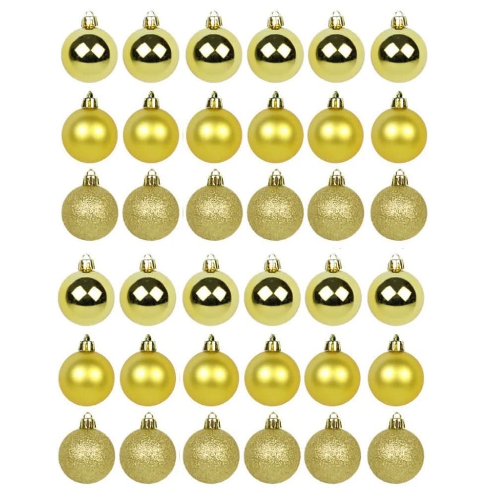 Kit of 30 Mixed Christmas Balls 4cm Gold Tree Decoration