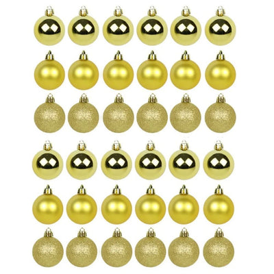 Kit of 30 Mixed Christmas Balls 4cm Gold Tree Decoration