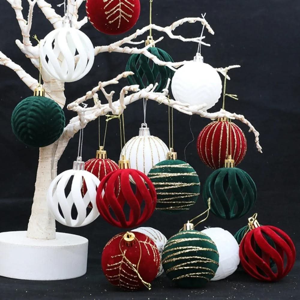 Kit 6 Christmas Balls 6cm Velvet