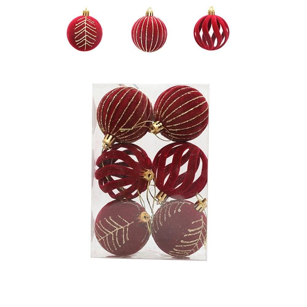 Kit 6 Christmas Balls 6cm Velvet