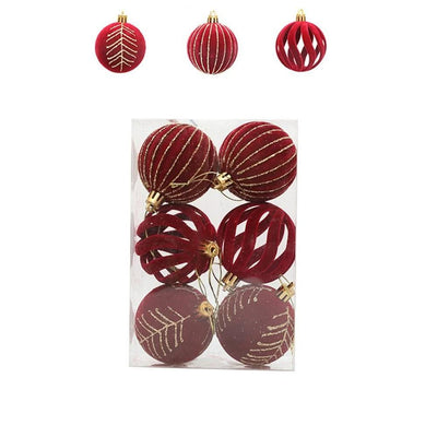 Kit 6 Christmas Balls 6cm Velvet